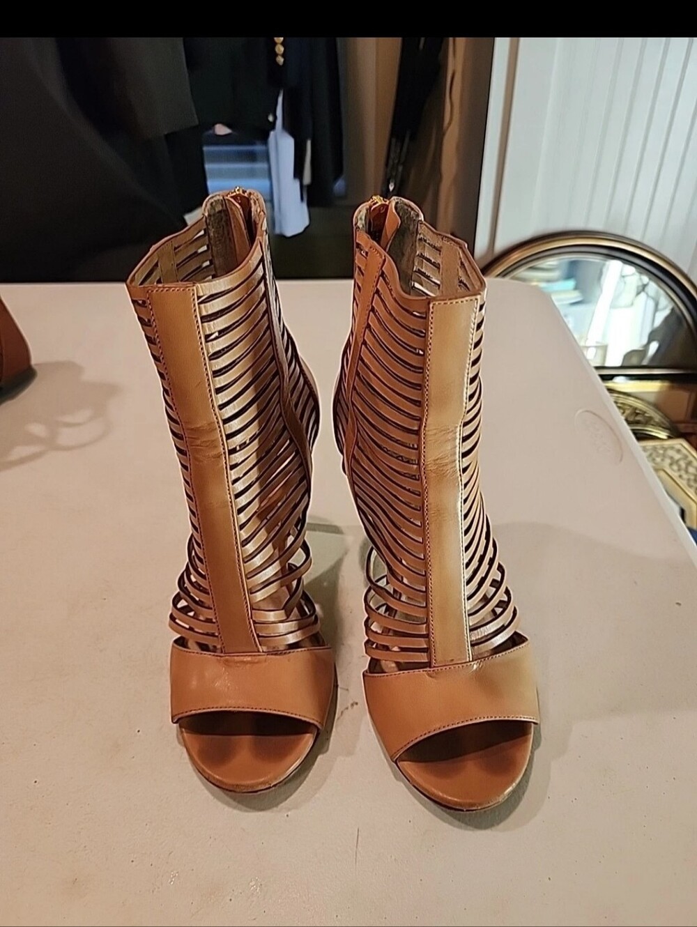 Michael Kors Tan Strappy Open-Toe High Heels